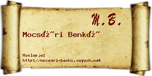 Mocsári Benkő névjegykártya